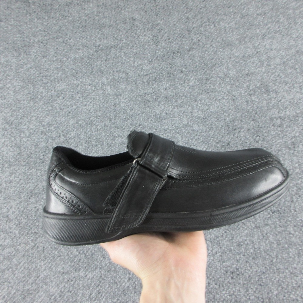 Orthofeet 585 Shoes Men Size 9 Wide 2E Black Leather Hook & Loop Comfort Lincoln